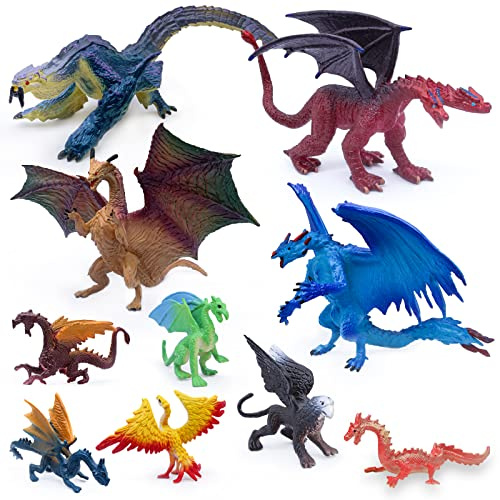 SIENON 10Pack Dragon Figures Fantasy Toys 3~5inch