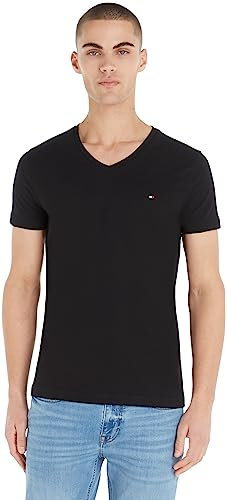 Tommy Hilfiger CORE STRETCH SLIM V-NECK TEE Kurzarm T-Shirts Herren, Schwarz (Black), M