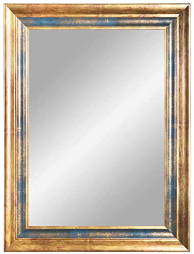 Online-GalleryKing Wandspiegel nach Maß 30 x 40 cm Blau Gold Barock Shabby Vintage für | Flur | Badezimmer | Wohnzimmer | Schlafzimmer | Spiegel Rahmen OGK-EH23