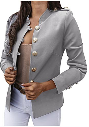 Veste Tailleur Femme - Pockets Boutons Blazer Classique Veste De Costume avec BoutonnièRe d'affaires Formel Blazer Sweat Femme Blazer Fluide Femme