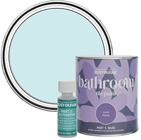 Rust-Oleum Blue Water-Resistant Bathroom Tile Paint in Satin Finish - Duck Egg 750ml