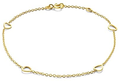 OROVI Damen Goldschmuck, Gold Armband mit Herze Herzchen, 9 Karat (375) Gelbgold 18 cm