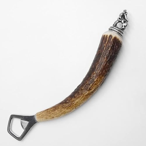 Apribottiglie apribottiglie con asta di cervo corna di cervo manico con tappo terminale, cervo in piedi, GL 24 cm #27.19.7.24