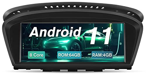 AWESAFE Android 11 [4GB+64GB] Radio Coche con Pantalla Táctil 8.8 Pulgadas para BMW Serie 3 E90/E91/E92, para Serie 5 E60/E61/E63/E64 con Sistema CIC, Apoya GPS/Carplay/Android Auto，Admite WiFi/4G
