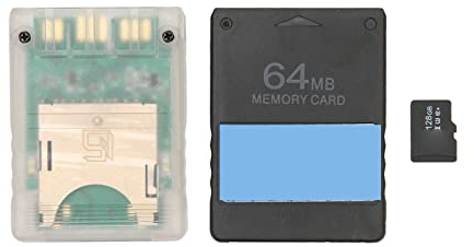 PS2 MX4SIO SIO2SD SD Card Reader Adapter with 128G SD Card, FMCB Memory Card Free McBoot V1.966 64MB for Playstation2 All Game Console, Plug and Play Professional (Fat Consoles)