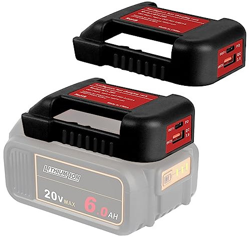 DKSIDKN - 2 Pack USB Charger Adapter for Dewalt 20V Li-ion Battery with USB Output and Type-C Fast Charging Interface (Adapter Only)