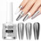 MIZHSE Metal Nail Polish Mirror Nail Gel Chrome Nail Powder Liquid Silver Metallic Glitter Nail Gel Quick Dry Nail Art DIY 10ml