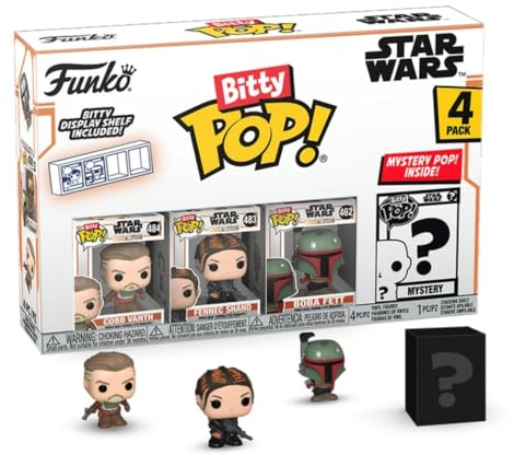 Funko Bitty POP! Mandalorian - Cobb Vanth™, Bitty Pop! Fennec Shand™, Bitty Pop! Boba Fett™, und eine geheimnisvolle Bitty Pop!-Figur - 0,9 Zoll (2,2 cm) zum Sammeln - Geschenkidee - Cake Topper