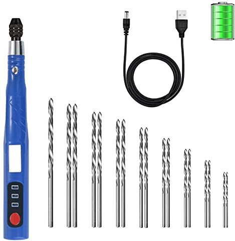 Electric Cordless USB Rechargable Hand Drill Kit for Jewelry Making,Pin Vise Set for Resin Plastic Keychain Polymer Clay