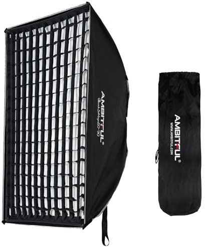 AMBITFUL Softbox Bowens con montaggio rapido Softbox + griglia a nido d'ape per studio fotografico stroboscopico all'aperto (60 x 90 cm quadrato)
