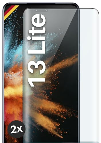 moex CurveProtect für Xiaomi 13 Lite Panzer Schutzglas, Full Screen Schutzfolie randlos, ganzer Bildschirm komplett abgedeckt, Panzerfolie Curved 3D Glas Folie, Schwarz 2 Stück