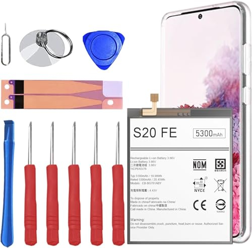 Samsung Galaxy S20 FE Akku, EB-BG781ABY Modell [5300mAh] Hohe Kapazität Ersatz für Samsung Galaxy S20 FE 5G SM-G781B/U/W SM-A526 A526B/DS A5260W mit Reparatur Tool Kit