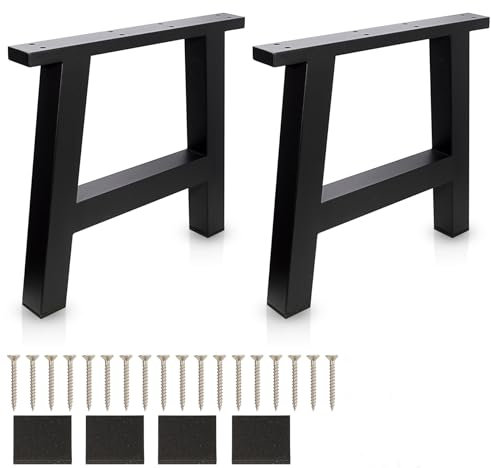 SAEZEPHYRS 40,6 cm H-Form Tischbeine Metall Bankbeine Couchtisch Beine Schreibtischbeine DIY Möbelbeine, 2 Stück, Schwarz, SA-T-8002