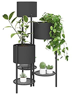 Porta Piante scaffale Portafiori in ferro battuto for soggiorno nordico Scaffale verde pieghevole da terra Scaffale in metallo integrato a tre strati con supporto for piante Flowerpot Scaffale ( Color