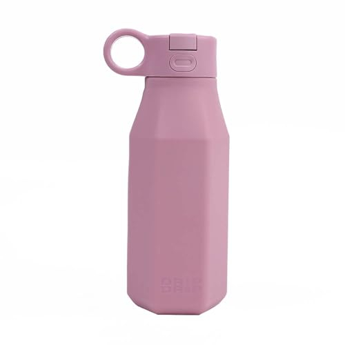 DRIPDROP Botella de agua para niños con pajilla, a prueba de fugas, sin BPA, reutilizable, ligera, 350 ml, antiderrames, tapa abatible, para la escuela y uso al aire libre (rosa rubor)
