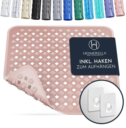 homerella® Tapis de Douche antidérapant Sensible à la Peau 53x53cm, Fixation INCL. | Tapis antidérapant Douche sans BPA | Tapis de Bain antiderapant résistant aux moisissures & Lavable en Machine