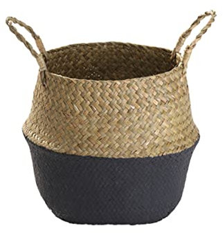 Mipcase Panier en jonc de mer pour Plantes Corbeille Pot de Fleur tissé étagère à Plantes d'intérieur bacs de Rangement Pliables Porte-Plante Osier décorer de Plage Fleurs en Bois
