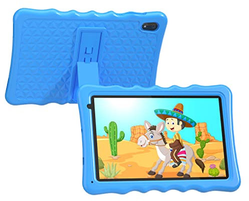 BYYBUO Kids Tablets 10.1 inch Android 13 for Children, Quad-Core Processor,4GB RAM + 32GB ROM, WiFi, 1280 x 800 HD/Dual Camere/Bluetooth, With Case & Parental Control App (Light Blue)