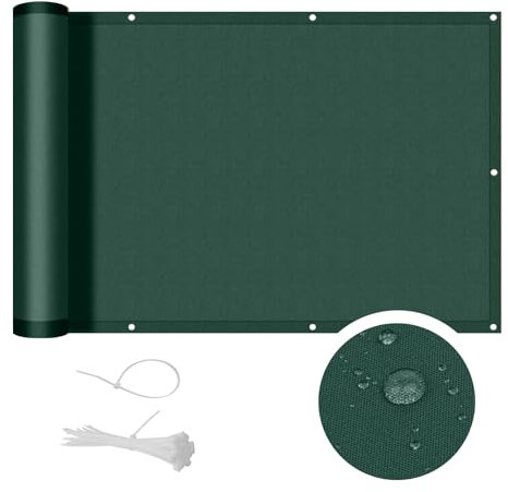 COOL AREA Brise Vue Balcon 150x500cm PES,Imperméable à l'eau, Protection UV,Protection de la Vie privée des balustrades de Balcon,Dark Green