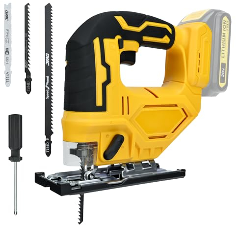 750W Akku-Stichsäge für Dewalt 20V Akkus Elektrostichsäge, 1000-1500 r/min Schneiden in Holz 65 mm，±45° Schnittwinkel für Holz und Metall Schneiden （Batterien nicht enthalten ）