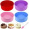 CECOMBINE Silicone Baking Pans - 4pcs 6 Inch Round Cake Molds, Non-Stick & Quick Release for Layer Cakes, Rainbow Cake, Parties