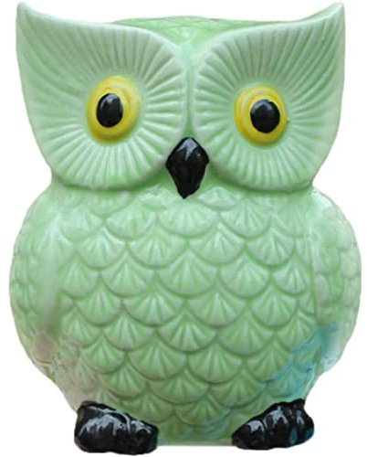 Süße Eulen Keramik -Schweinchenbank für Kinder Erwachsene, personalisiertes Geld sparen Geld Topf für Kinder Mädchen, Owl Money Bank Kindergarten Geschenk Dekor Grün grün