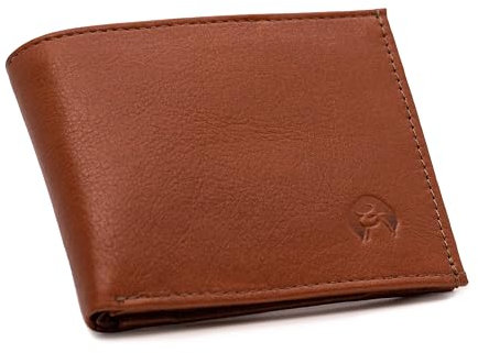 H&H Schmale Geldbörse Herren - Portemonnaie Geldbeutel | 100% Handmade Echt-Leder klein small Soft (Braun Glanz)