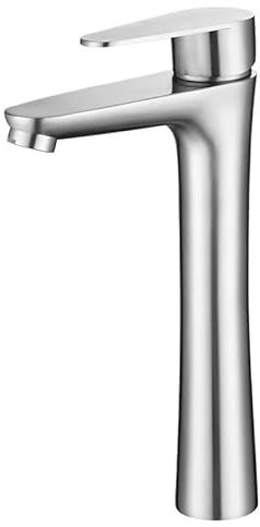 SFEWF Lavabo da 1 Pezzo Lavabo in Acciaio Inossidabile Lavabo da appoggio Montato Maniglia Singola Rubinetto Caldo e Freddo con Un Foro (Spazzolato Corto)