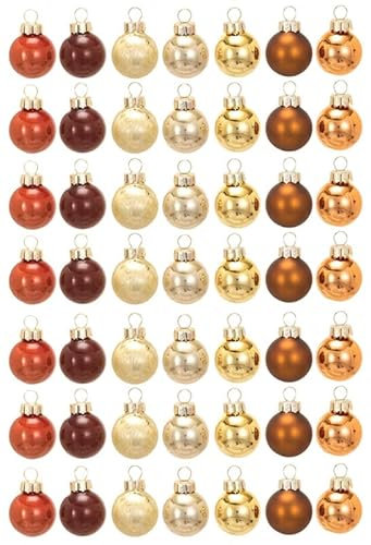 The Bridge Collection 2,5 cm große Mini-Glaskugel-Ornamente, Braun und Gold, 49 Stück, Taupe, Vintage-Stil, Glas-Weihnachtsbaumschmuck