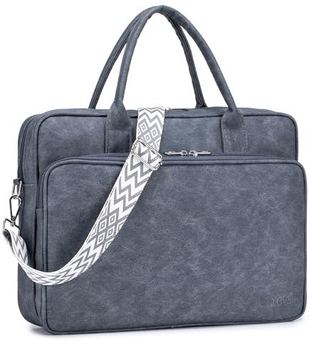 SUCIKORIO Leather Laptop Bag for Women 15.6 Inch, Waterproof Work Bags Ladies Briefcase Laptop Case Elegant Messenger Bag Women Fashion Computer Shoulder Bags with Adjustable Shoulder Strap