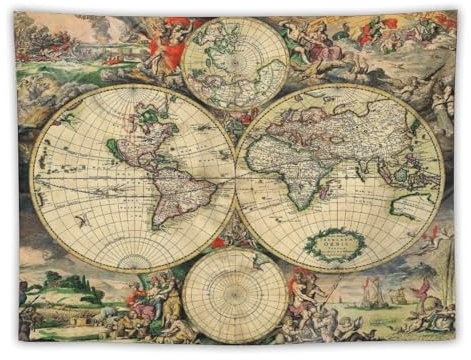 Póster de mapa del mundo de arte retro, 8 obras de arte, tapiz estético para pared, impresiones artísticas para el hogar, decoración moderna, regalos, 30 x 40 pulgadas