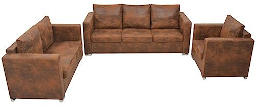 CCCINER Sofagarnitur 3-TLG. Künstliches Wildleder,Elegante Wohnlandschaft aus Kunstleder Gemütliche Sofagarnitur für Ihr Zuhause Sofas & Couches