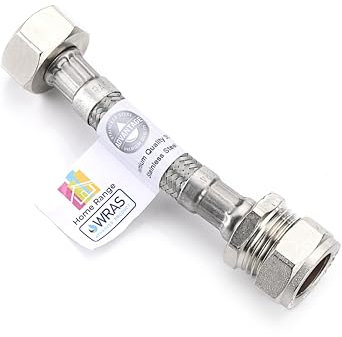 Home Range 100mm WRAS Approved15mm Compression x 1/2 |7 Lengths| Flexi Pipe Connector, BSP Fitting, 304 Stainless Steel, Rust & Lead-Free Flexible Hose for Kitchen & Bathroom