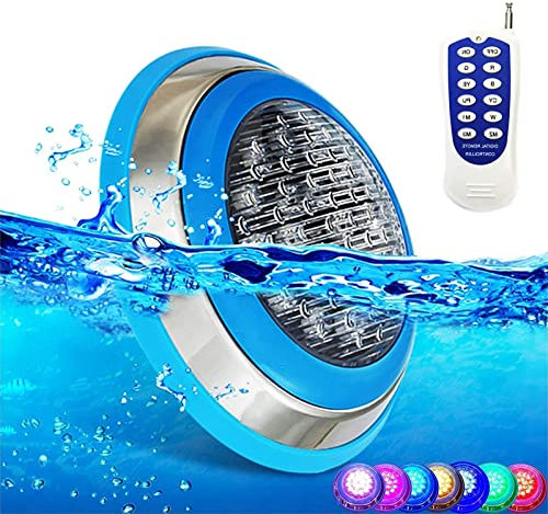 Foco subacuático, con control remoto RGB cambio de color foco LED for piscina, luces subacuáticas de 12 V/24 V for piscinas, foco de pared montado en superficie(24v_15W)