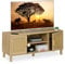 Relaxdays TV-Lowboard, Rattan-Design, Fernsehtisch für bis zu 50 Zoll, Holzoptik, HBT: 48 x 115 x 40 cm, TV-Bank, Natur