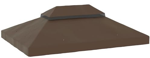 Outsunny Techo de Repuesto para Cenador 4x3 m Cubierta de Repuesto con Techo Doble con Mosquitera Protección UV 30+ Toldo de Recambio para Pabellón Gazebo Café