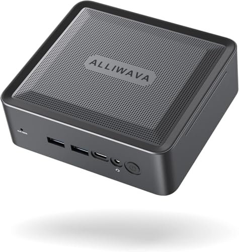 ALLIWAVA Mini PC AMD Ryzen 5 5600H, 16GB DDR4, 512GB SSD, bis zu 4.2 GHz, 2X HDMI & USB-C, kompakter Desktop-Computer für Büro, Home-Office & Gaming