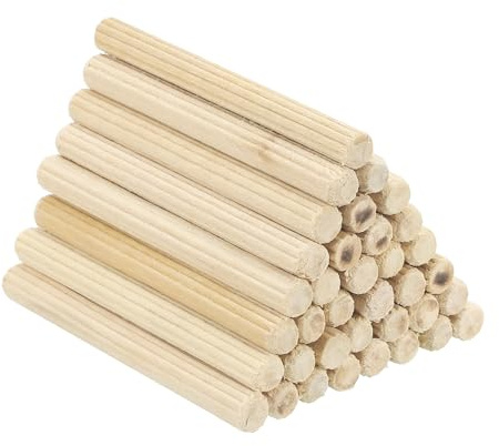PATIKIL 60 Stück 5 x 60mm Holzdübel Set, Riffelholzdübel Holzstifte Dübel Set Gerillte Holzübelstifte Dübel Holz mit Rillen für Zimmerei Möbel Tür Kunsthandwerk Projekte