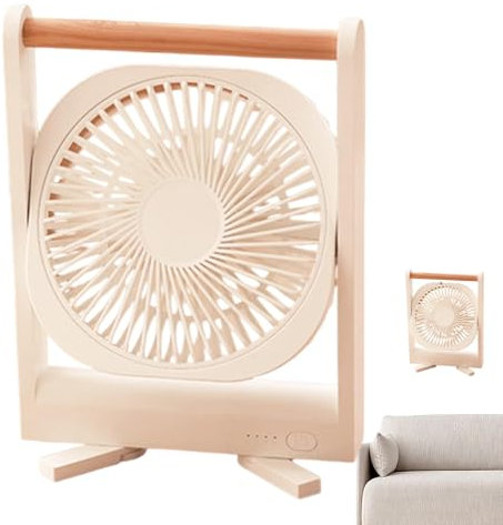 Petit ventilateur sur pied rechargeable avec poignée, inclinaison réglable à 360°, circulation d'air à faible bruit, 16,8 x 3,7 x 23 cm, accessoires de cabine pour la maison