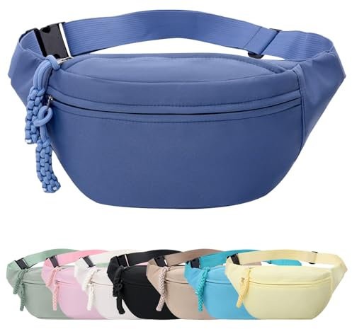 Mayoii Sac Banane Femme bandoulière en Velours côtelé, Sac Banane Tendance avec Sangle réglable, idéal pour Un Usage Quotidien, Les Voyages, la randonnée et Le Sport (A-Bleu Marine)