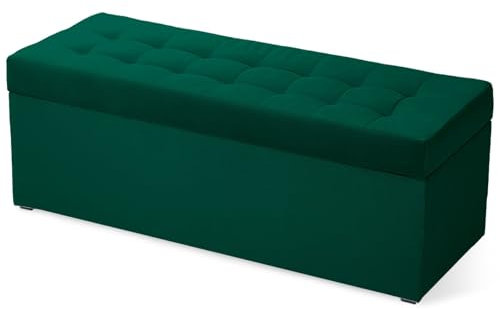 MG Design Polsterhocker 45 x 120 cm Grün mit Stauraum (ca. 140 L), bis 300 kg belastbar, ohne Montage & leicht zu reinigen, angenehm matt mit feiner Struktur – für Wohnzimmer, Schlafzimmer & Flur