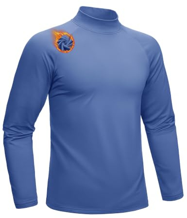 MAGCOMSEN Mens Mock Turtleneck Long Sleeve Shirts Thermal Warm Base Layer | Golf, Running, Fleece Lined, Turtle Neck, Top, Winter, Fall, Shirts