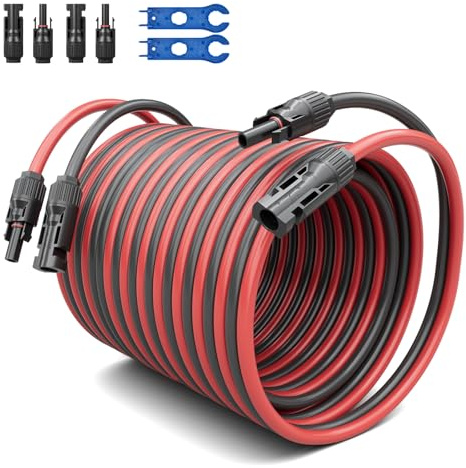 Pjerjzn Solarkabel Verlängerung 4mm², beidseitig mit MC4-Steckern, 15M – TÜV zertifiziertes H1Z2Z2-K PV Kabel,Plug & Play für PV-Solaranlagen