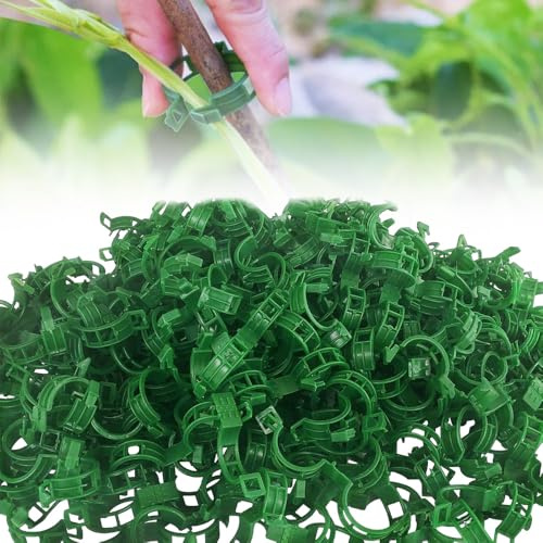 Gesicherter Pflanzen Kunststoff Clip, 2025 Neu Pflanzenclips, 100/200/300 Stück Pflanzen Clips, Pflanzenklammern, Tomatenclips, Pflanzenstützclip für Kletterpflanzen Gurken Tomaten (50, Grün)