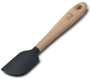 Zeal Silicone Spatula with Ash Wooden Handle – 19cm Non-Scratch, Heat-Resistant Cooking & Baking Spatula for Mixing, Scraping & Folding (Dark Grey)