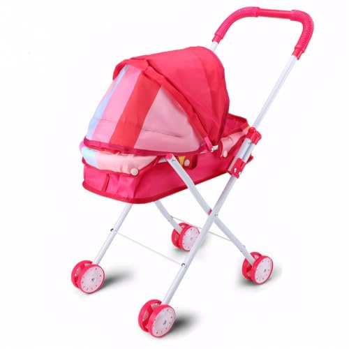 Odoukey Zusammenklappbarer Puppenkinderwagen, Abnehmbarer, waschbarer Puppenwagen mit Schiebegriff für Mädchen, die so tun, als würden sie Spielen, Kinderwagen im Stil 1
