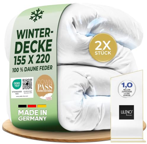 LILENO HOME Winter Feder- und Daunendecke 155x220 - Flüsterleise & | Wolkenweiche - extra warme Feder Daunenbettdecke - Made in DE, Oeko-Tex & 60°C Waschbare