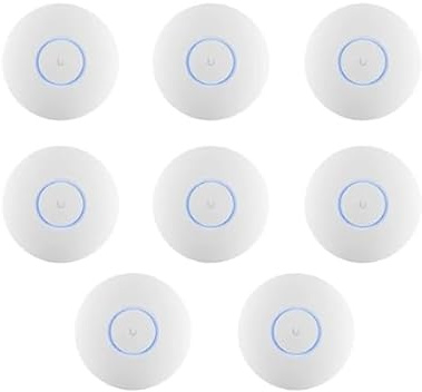 Ubiquiti UniFi U6+ WiFi 6 AX3000 Access Point Bundle 8 Pezzi – Dual Band 2.4GHz 5GHz, PoE, Router Wireless Professionale, Sistema Mesh, Ripetitore WiFi Casa, Ufficio e Azienda