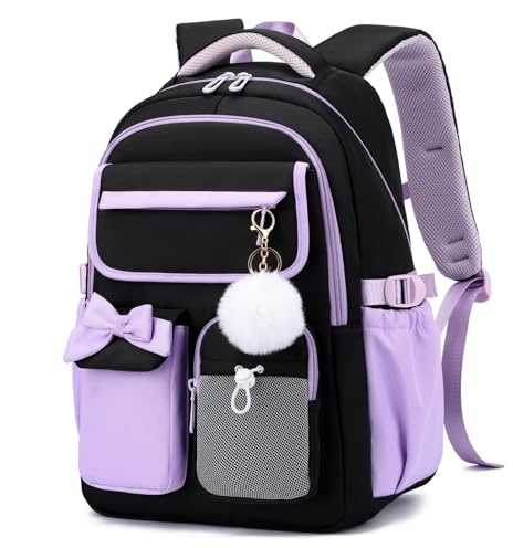 JANSBEN Schulrucksack Mädchen Teenager Schultasche, Wasserabweisender Oxford Rucksack Schule Mit Anti-Rutsch-Brustgurt, 28L Großer Tagesrucksack Für DIN A4 Ordner Mit Diebstahlschutz
