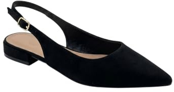 MODELISA - Zapatos Slingback para Mujer, Bailarinas de Punta con Correa Ajustable, Zapato Plano Elegante para Fiesta (Negro, Sistema Tallas Calzado EU, Adulto, Mujer, Números, Mediano, 38)